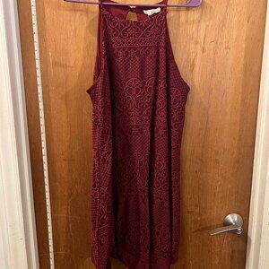 Size XL - Wild Daisy - Sleeveless Lacy Maroon Dress